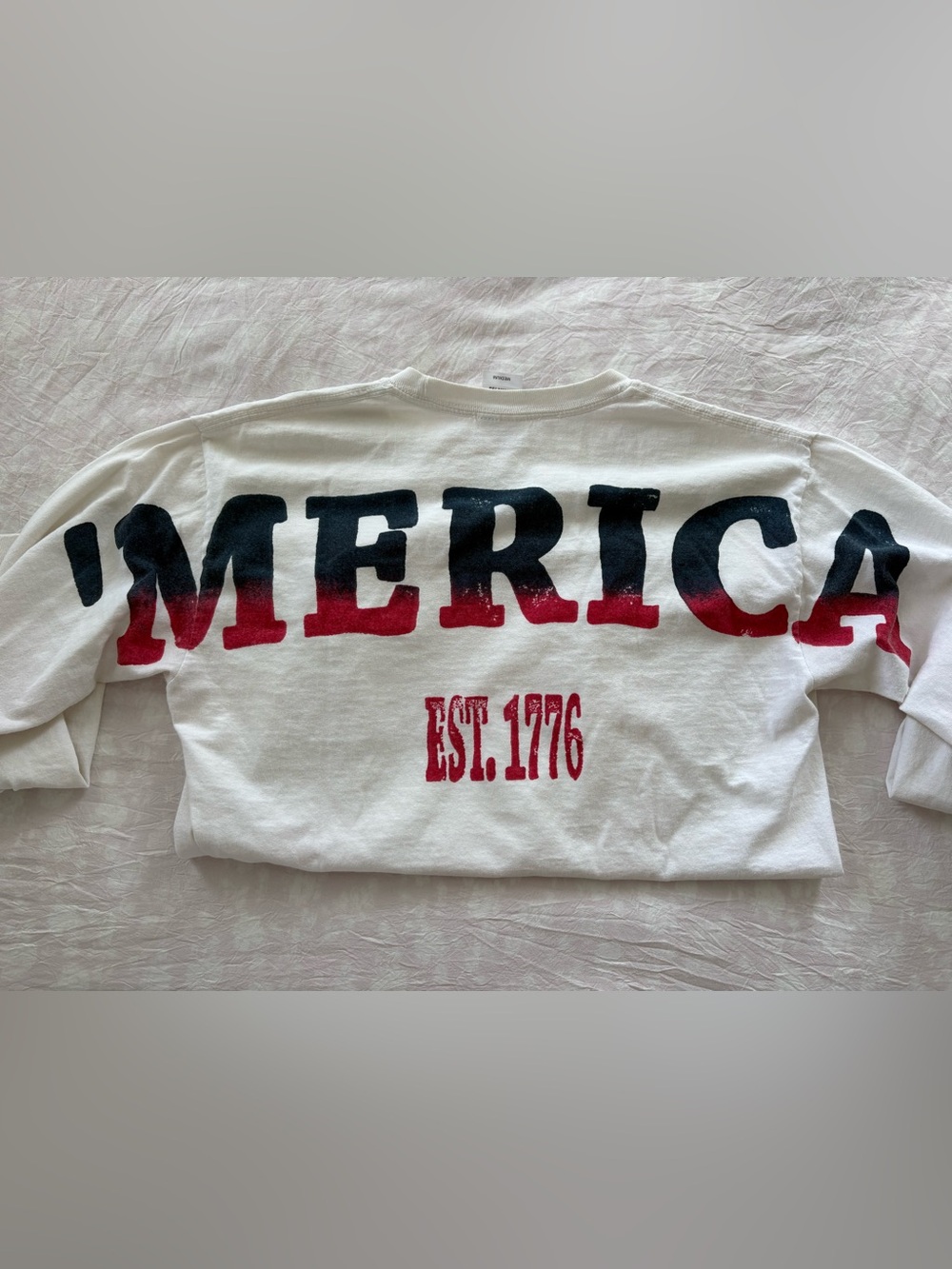 White Graphic Tee with Red and Blue 'MERICA Print